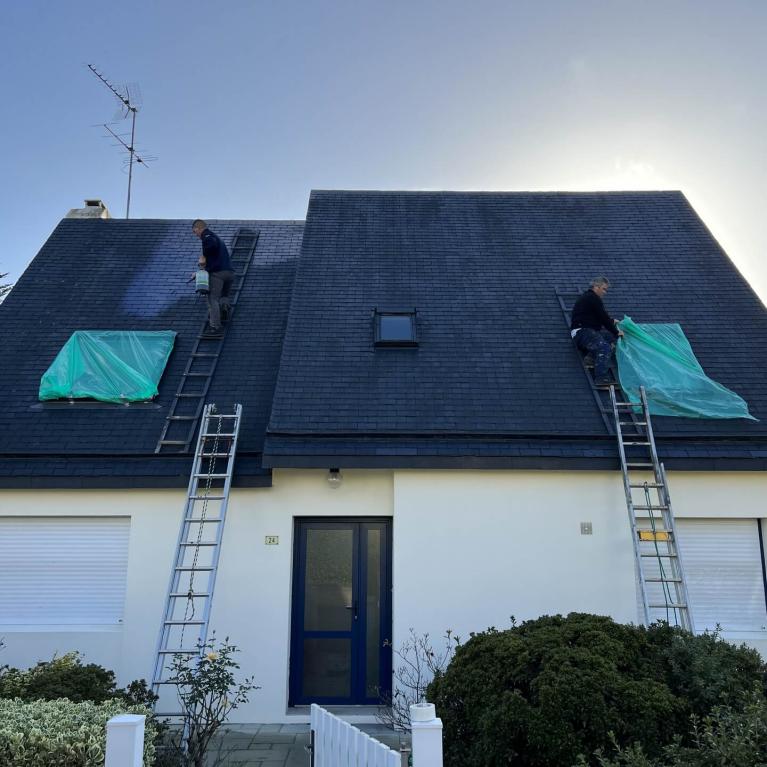 Photo rénovation de toiture en cours